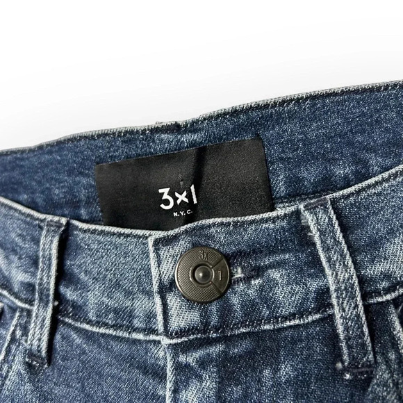 3X1  W3 Blue Cammi Cropped Distressed High-Rise Straight Leg Jeans 27 - Picture 9 of 10